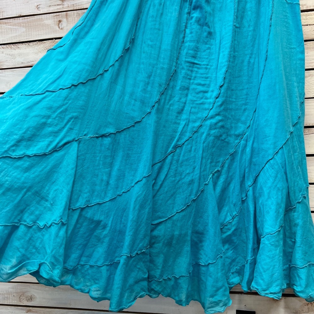 Vintage Studio West Blue Cotton Gauze Midi Skirt Boho Lagenlook Fairycore XL - Picture 6 of 7